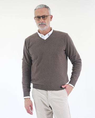 Jersey 100% Cachemira en Marrón Oscuro